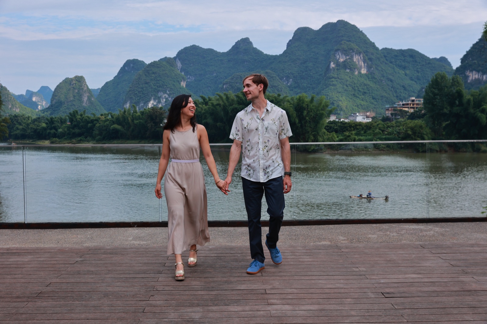 Michie & Charlie by the Li River in Yangshuo